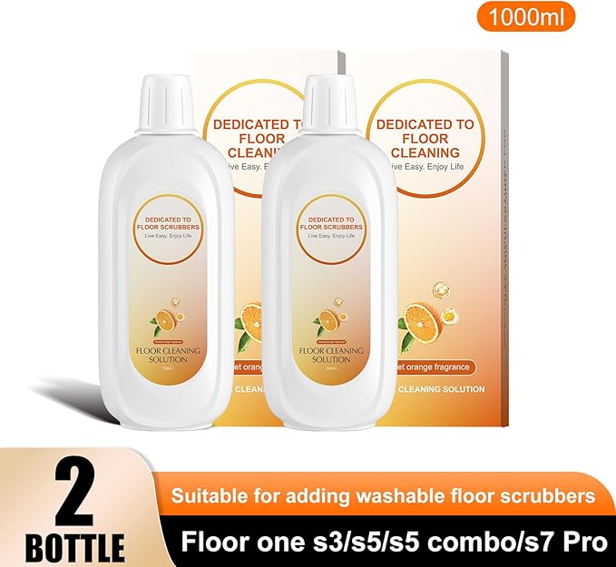 Floor Cleaning Solution Compatible With Tineco, Deep Cleans for Multiple Hard Floors, Suitable With All Robot Vacuums with Mopping and Cordless Wet/Dry Vacuum Mop (Sweet Orange 2 Bottle)