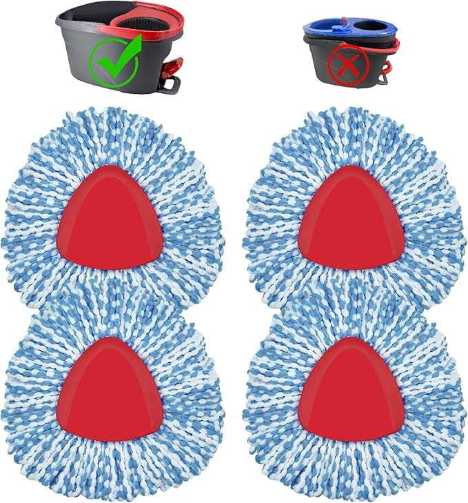 4 Pack Mop Head Replacement Compatiable with Oceda EasyWring,Mop Refill Replace Head for EasyWring Spin Mop 1 Tank systerm - Microfiber, Easy to Replace,Deep Floor Cleaning and Machine Washable