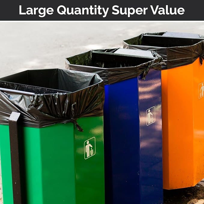 100 Count 55-60 Gallon Trash Bags, Sturdy & Tear-Resistant Commercial Can Liners | Large Black Garbage Bags for Commercial, Lawn & Leaf Use | Made in the USA