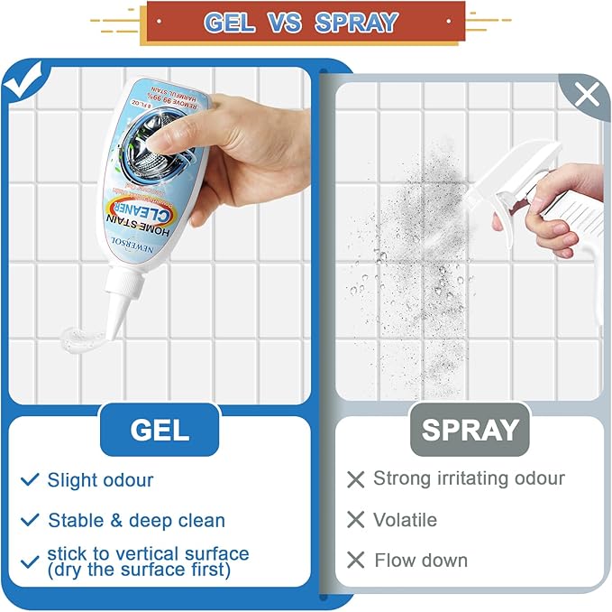 Black Stain Remover Gel Washing Machine Cleaner Front Loader Grout Cleaner Home Stain Removal Gel for Washer Kitchen Sink Showers Bathroom and Floor Tile 8Fl Oz