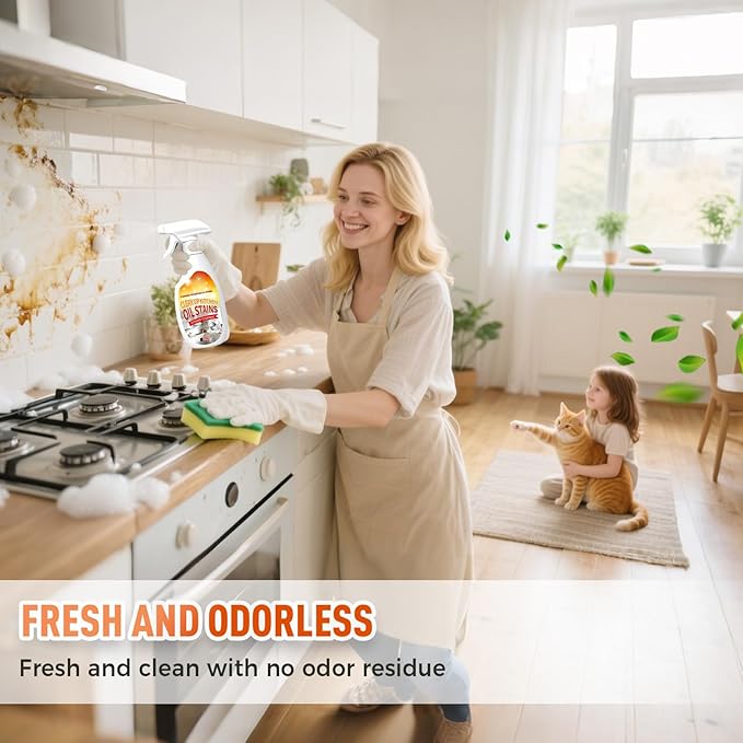 Heavy Duty Degreaser, 2025 New Kitchen Cleaner, Multipurpose Oil Stain Remover, Strong Grill Cleaner for Restaurant, Cleaning Spray for Home Chefs (1)