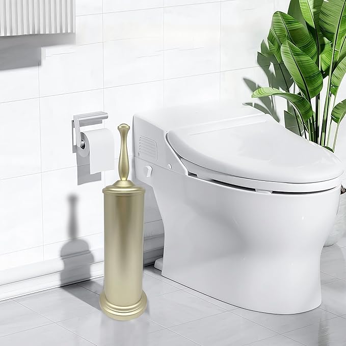 Satin Matte Gold Toilet Bowl Brush with Holder, Durable Bathroom Cleaning Tool, Modern Design for Easy Toilet Maintenance, Bathroom Cleaner Brush for Efficient Cleaning and Hygiene