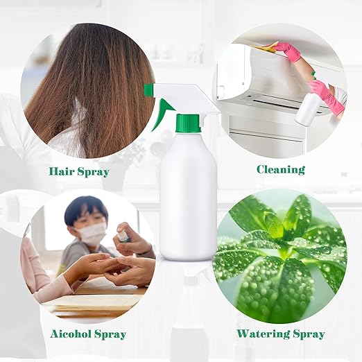 Tanlade 30 Pcs Plastic Spray Bottles 16 oz Leak Proof Squirt Bottle Refillable Empty Spray Water Mist Sprayer with Nozzles for Hair Essential Oil Cleaning Solutions Plants Pets(Green)