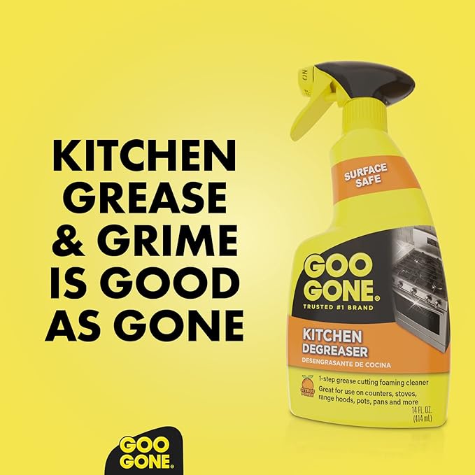 Goo Gone Foaming Kitchen Degreaser- Removes Baked-On Food, Grease, Splatter and Grime, 2 PACK 28 oz