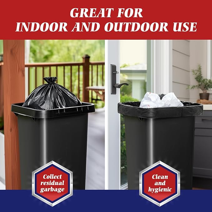 Teivio Large Black Trash Bags 55-60 Gallon 22 Counts Fit 50,55,60,Gal All Purpose Garbage Bags, Extra Large Lawn and Leaf Bags Outdoor Trash Can Liner, Drum Liners, Workshops, Backyard