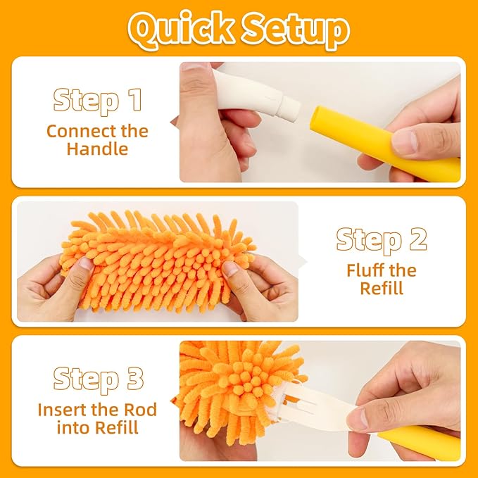 LOVECO 8 Pack Dusters for Swiffer - Reusable Duster Refill Compatible with Swiffer, 360 Heavy Duty Dusters Refills (Include 1 Handle & Laundry Bag)