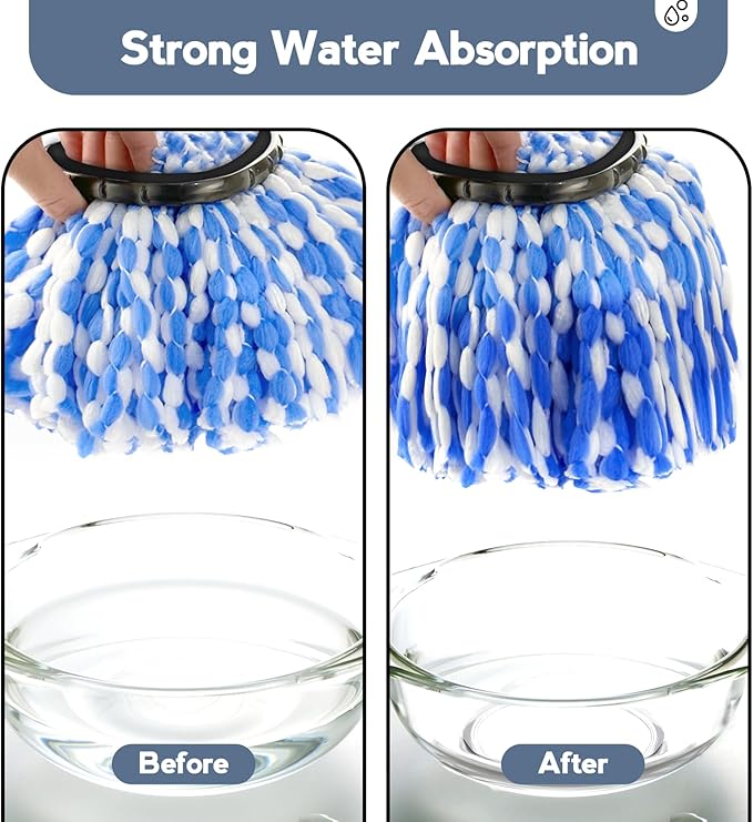 2-Tank Spin Mop Replacement Head, 3 Pack Mop Head Replacement, Microfiber, Machine Washable, Easy to Replace and Deep Cleaning