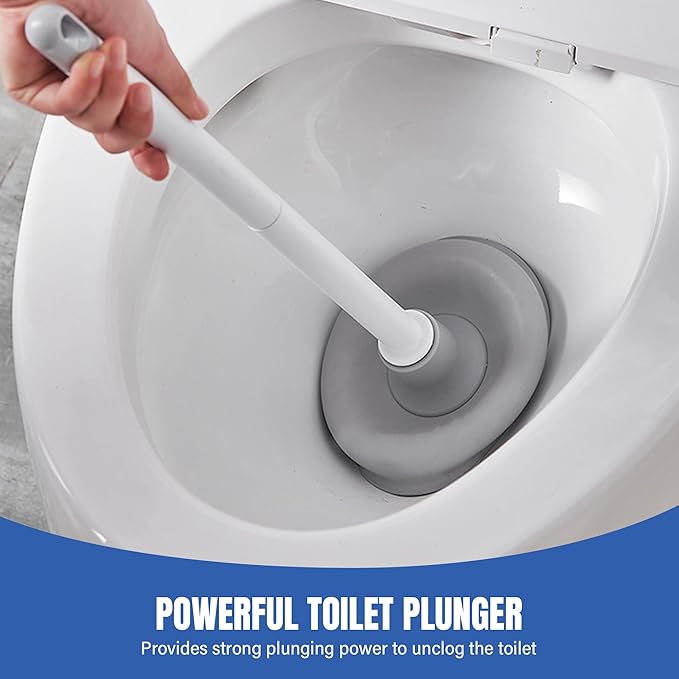 2 Pack Toilet Brush and Holder Set with Plunger, Crevice Cleaning Brush for Deep Cleaning, Space Saving Storage