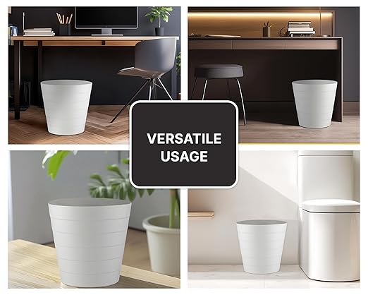 Small Trash Can (1.3 Gallons), Dorm Trash Can, Heavy Duty Dust Bin, Mini Garbage Can for Bedroom (Pack Of 3), Plastic Wastebasket, Bathroom Wastebasket (White) Round paper Trashcan, Office trashcan