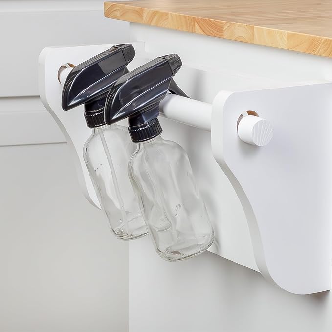 Cornucopia Brands 8-Ounce Clear Glass Spray Bottles (2-Pack); Boston Round Bottles w/ 3-Setting Adjustable Black Heavy Duty Sprayers & Chalk Labels