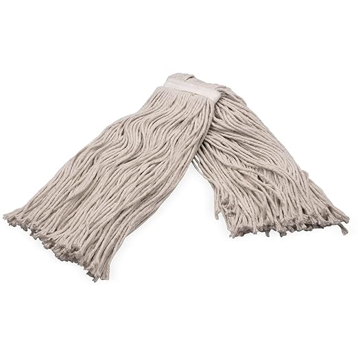 SPARTA Flo-Pac Cotton Mop Head, Cut-End, Narrow Band with White Band for Organized Cleaning, 32 Inches, Tan, (Pack of 12)