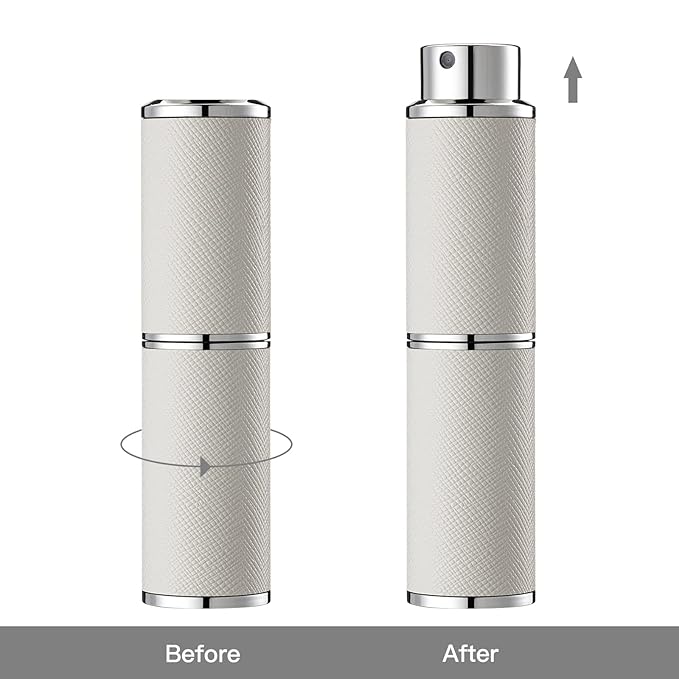 2PCS Perfume Atomizer, 8ML Leather Empty Cologne Sprayer, Mini Perfume Spray Bottle for Travel (Black, White)