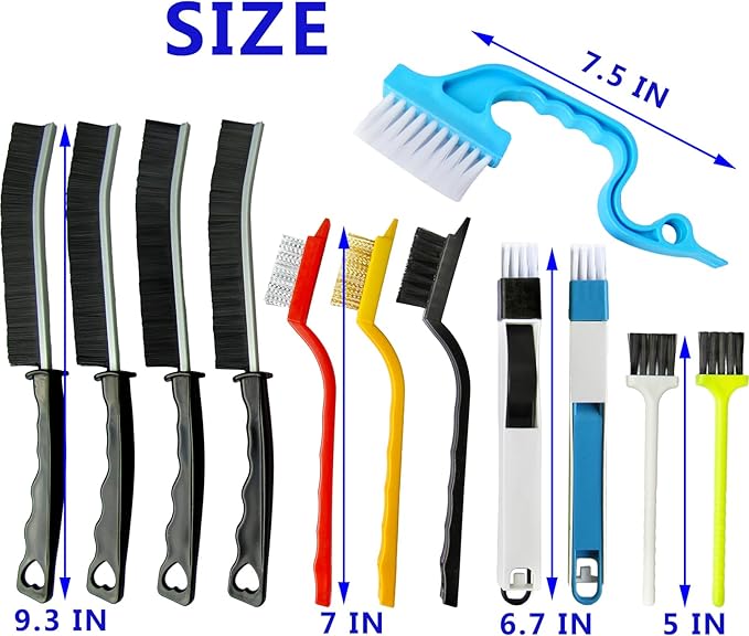 12Pcs Crevice Cleaning Brush,Small Gap Cleaning Brushes for Cleaning Bathroom,Kitchen,Window Grooves,Corners, Sinks, washbasins, Showers, faucets, bathtubs, Gas Stove and Tiles