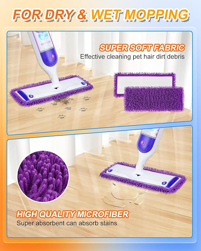 Reusable Power Mop Refill Pads Compatible with Swiffer PowerMop, Microfiber Power Mop Pads for Hardwood Floor Cleaning, 3 Pack