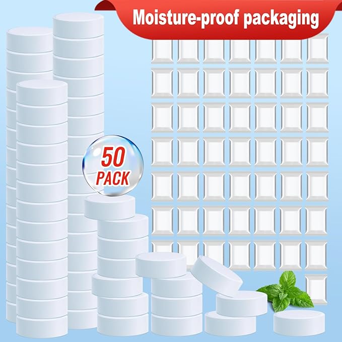 Automatic Toilet Bowl Cleaner Tablets–Fresh Scent,50 PACK,Long-Lasting Clean–Safe for Tanks&Pipes Deodorizing and Descaling–Bathroom Cleaner Against Tough Stains Keeps Bowl Clean Between Washes-easy A