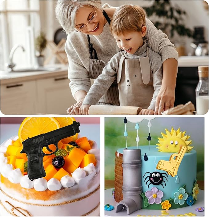 Gun Silicone Molds 3D Bullet & Pistol Shaped For Cake Decorating, Candy, Chocolate, DIY, Gummy, Desserts, Crafting, Cupcake Topper (5 Pcs)