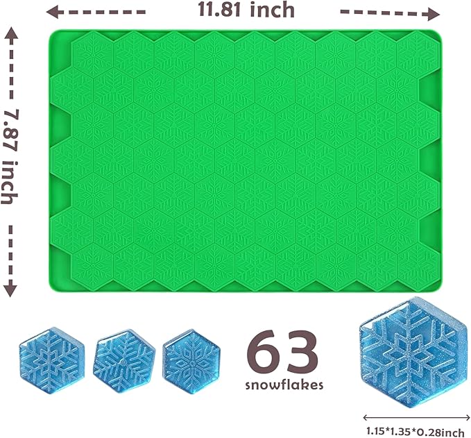 Hexagon Snowflakes Silicone Molds for Chocolate, Gummy Candy, Wax Melts and Ice Cube Tray with Scraper