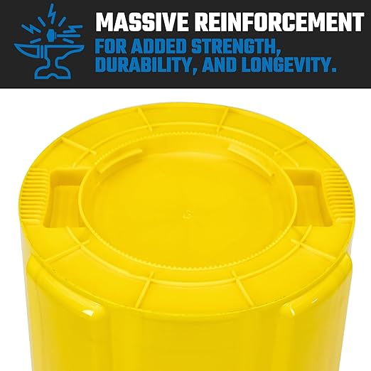 Magnum 55 Gallon Trash Can, High-Vis Yellow, Construction Grade, Heavy Duty Plastic, Jobsite Ready for Handling and Holding Garbage CMTC-C000-55Y01 (1 Pack)