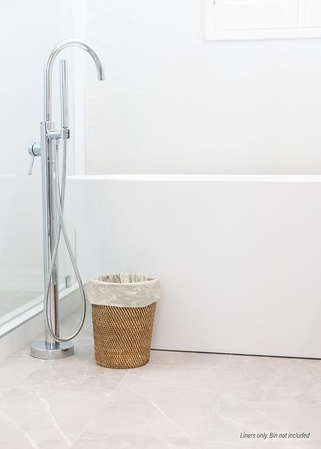 Happy Haven Bathroom Trash Bags for 2,3,4 Gallon Trash Can, Small Garbage Bags - Bedroom & Bathroom, Decorative Cute Wastebasket Liner - 50 Count (Beige Botanical)