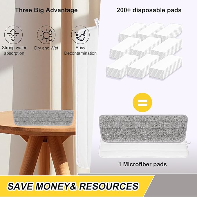 16.5 inch Reusable Mop Pads Microfiber Spray Mop Replacement Heads for Wet/Dry Mops Compatible with Bona Floor Care System (5 Pack)
