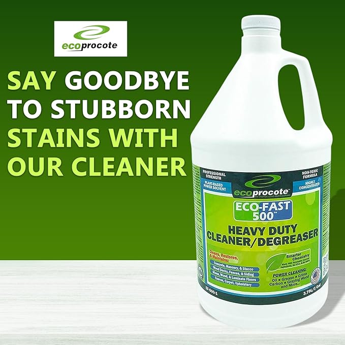EcoFast 500 New & Improved Heavy-Duty Degreaser Cleaner — Non-Toxic, Biodegradable Grease Stain Dissolver — Multi Use Concentrate for Kitchen, Automotive, Floor, Wood, Fabric, Driveway — 1 Gallon