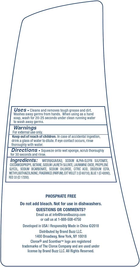 CLOROX Scentiva Liquid Dish Soap, Tuscan Lavender & Jasmine Scent - Dishwashing Detergent Cuts Through Grease - A Powerful Clean You Can Trust, 26 Fl Oz