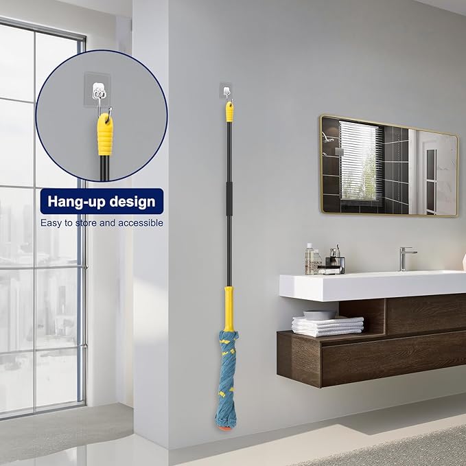 KeFanta Self-Wringing Twist Mop, Microfiber Cloth Wet Mops for Floor Cleaning, 57" Long Handle Floor Mop with Top Scouring Pad for Kitchen Hardwood Restaurant Bathroom Garages Warehouses Office