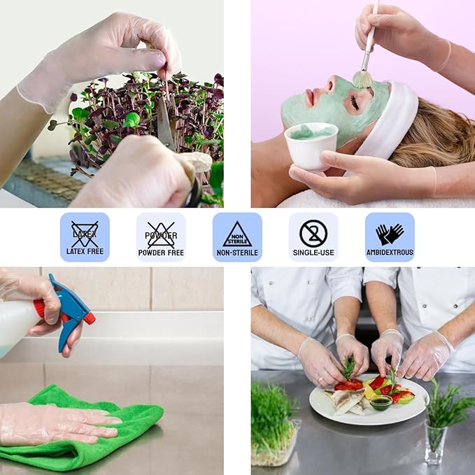 Safe Health Biomass Eco-Friendly Vinyl Disposable Gloves, USDA Certified Biobased Product, Latex Free, Powder Free, Clear, Case of 900, Xlarge, 3 mil