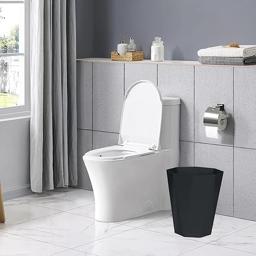 Plastic Trash Can - Waste basketbin for Office,Home,Bathroom,Kitchen - 1.8 Gallon - Black