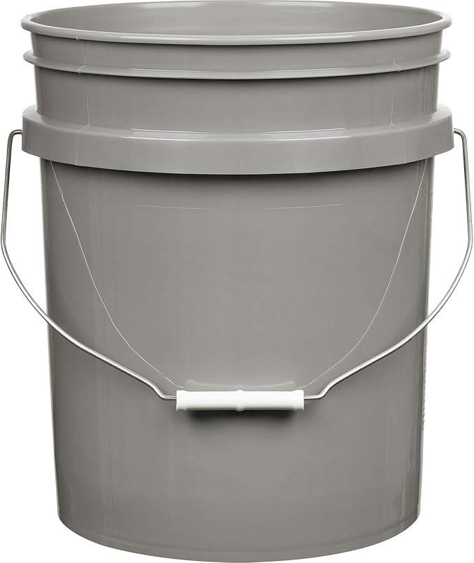 House Naturals 5 Gallon Food Grade Gray Bucket with Green Screw On Air Tight Lid (Pack of 3) BPA Free Made in USA Pails