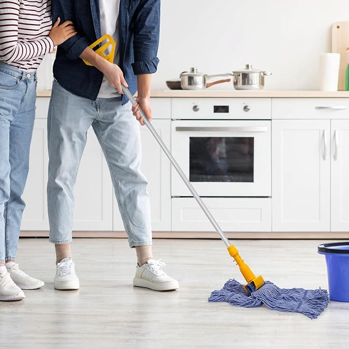 2 Pack Mop Head Replacement, Cleaning Heavy Duty Mop Head Commercial Replacement, Wet Industrial Blue Cotton Looped End String Head Refills, Wet Refills Head Optimal Absorption and Durability (Blue)