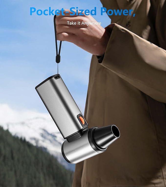 Jiaao 320000RPM Electric Air Duster, Stepless Adjustable Cordless Air Blower with Brushless Motor, 10000mAh Rechargeable Dust Cleaner for Computer/Keyboard/Car/Home/Outdoor, Replace Canned Air