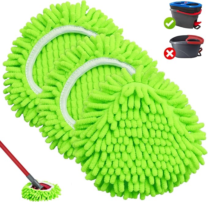 Mop Heads Replacements, 3 Pack Spin Mop Refill Replace Head for O Cedar RinseClean 2 Tank System, Microfiber & Chenille, Machine Washable and Safe for Cleaning All Hard-surfaced Floors