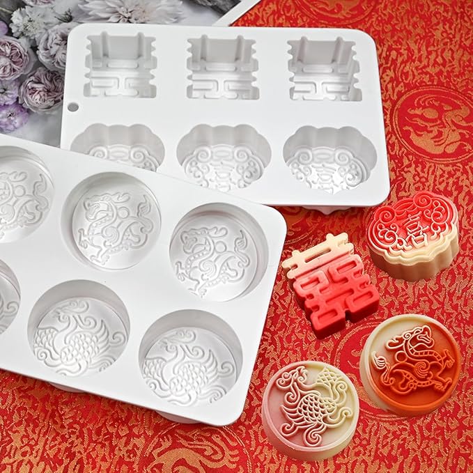 TUKE Double Happiness Candy Molds Silicone Mold Gummy Molds, Silicone Chocolate Molds for Jelly, Candy, Chocolate,Ice Cube,Biscuits (Double Blessing F)