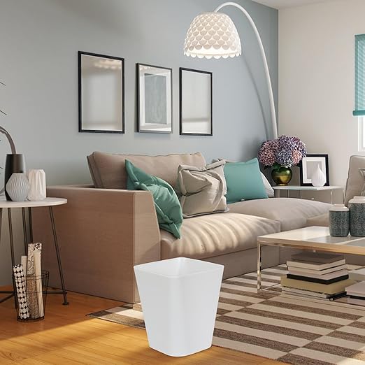 ZXJ Small Trash Can - Waste Basketbin - 1.8 Gallon - White - Bathrooms, Laundry Room, Kitchens, Offices