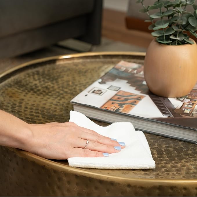 S&T INC. 50 Pack Microfiber Cleaning Cloth, Bulk Towels for Home, Reusable Microfiber Towels for Cars, Cleaning Rags, White, 11.5 Inches x 11.5 Inches, 50 Count