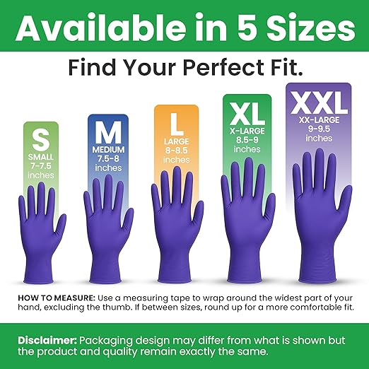 SafeWay Nitrile Gloves, 200 Ct, Small, Powder-Free, Latex-Free, All-Purpose, Professional Disposable Gloves with Textured Fingertips for Medical Use, Food Prep, Cleaning, Tattoo & More