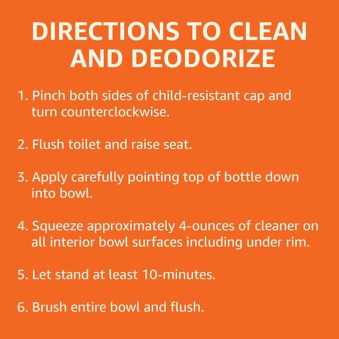 Amazon Basics Toilet Bowl Cleaner with Cling Action Formula, Bleach, Fresh Scent, 24 Fl Oz, Pack of 1