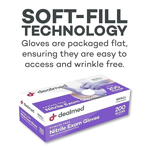 Dealmed Medical Exam Gloves – 200 Count Small Nitrile Gloves, Disposable Non-Irritating Latex Free, Multi-Purpose Use for a First Aid Kit and Medical Facilities