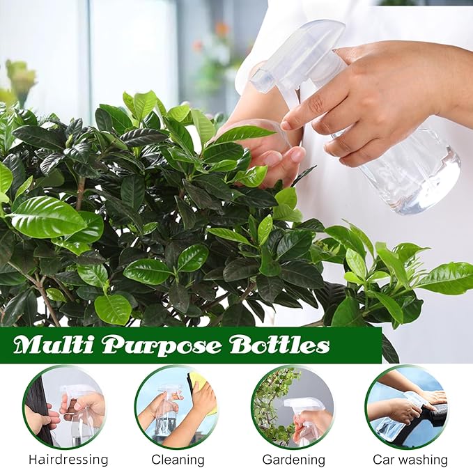 Bynccea Empty White Plastic Spray Bottles 13.5oz/400ml Adjustable Nozzle Mist/Stream Water Spray Bottle Heavy Duty Spraying Bottles Plant Mister Spray Bottle for Cleaning Solutions, Plants, Hair