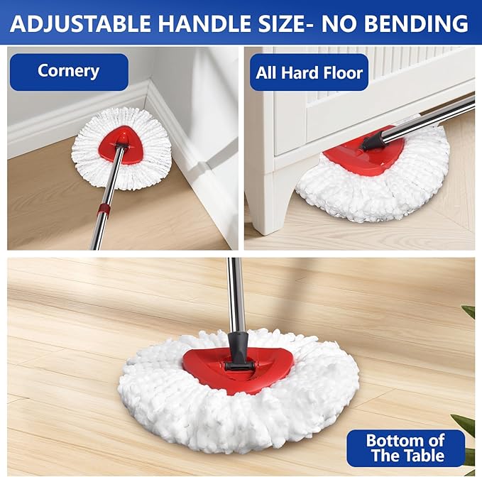 New 4 Pack Mop Head Replacement Compatible with O Cedar Mop Replace Head EasyWring 1-Tank, Microfiber Spin Mops Refills, Easy Cleaning