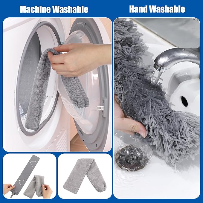 Feather Duster Set (4 Pieces), 30-100 inch Microfiber Retractable Gap Duster for Cleaning Ceilings, Furniture Refrigerators and Under Sofas