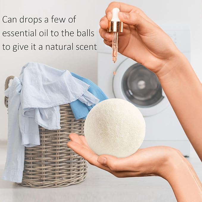 12 Pack Wool Dryer Balls XL Reusable Laundry Balls for Dryer Natural Fabric Softener Ball with 1 Storage Bags Reduce Wrinkles and Decrease Drying Time