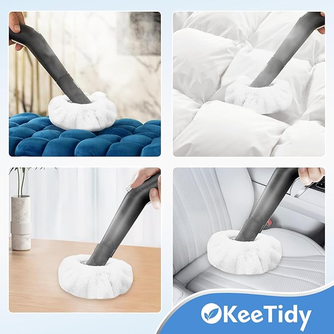 Reusable Microfiber Pads Compatible with Dupray Neat Steam Cleaner Replacement Mop Cleaning Pads, Reusable Cloths and Small Bonnets, White 8 Pack