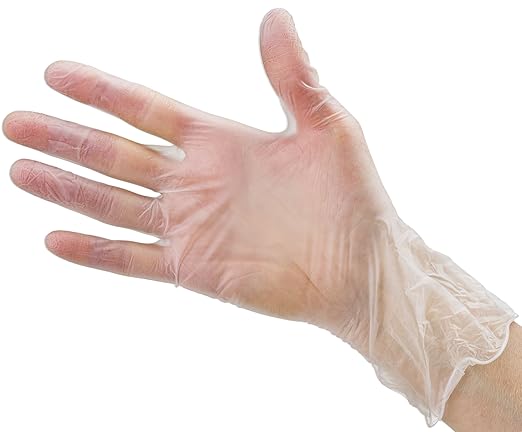 CARE PLUS Vinyl Gloves Clear Medium Size 100 Count | Heavy Duty, Non-Sterile, Powder-Free, Latex-Free Rubber | Food Prep, Kitchen & Cleaning Gloves, Ideal for Professional Use
