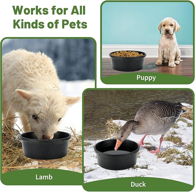 2Pcs Rubber Feed Pan, 1 Gallon Horse Feed Bucket Utility Feed Bucket, 10.6 x 4.1Inches Rubber Bowl Chicken Dust Bath Livestock Water Bowl for Pig Goat Chicken Dogs Farm Small Animal