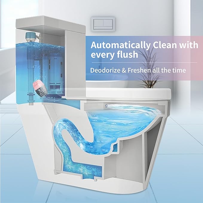 Toilet Bowl Cleaner Tablets, Automatic Toilet Bowl Cleaners, Long-Lasting Toilet Tabs Drop in Tank for Deodorizing & Descaling, Blue & Pink, 20 Packs