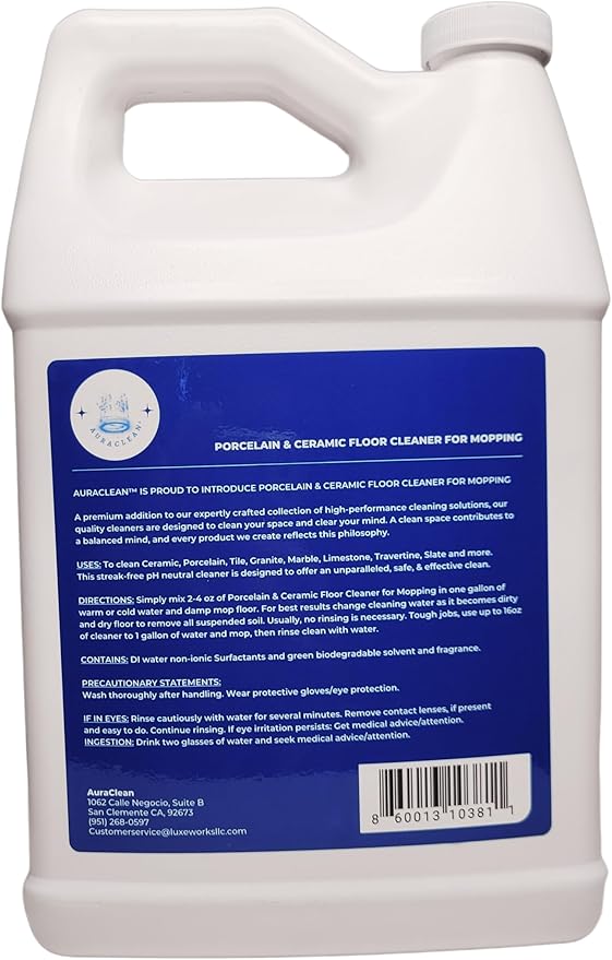 Porcelain & Ceramic Tile Floor Cleaner - Mop Soap Concentrate for mopping - Streak-Free Clean, Ph Neutral and non-Toxic - Safe for Marble, Travertine, Limestone - 128 fl oz (1 gallon)