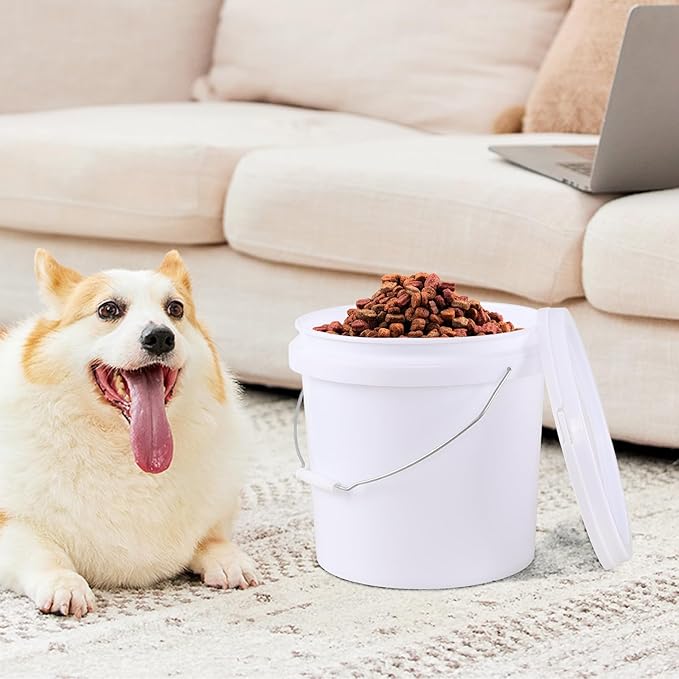 Farmoon 6 Packs 4 Gallon Food Grade Sealable Bucket, White Round Storage Bucket with Lid