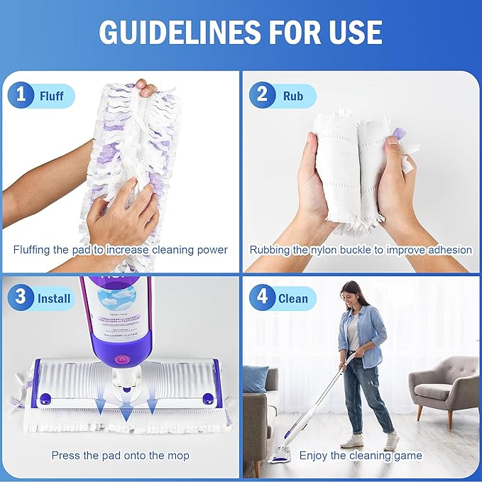 40 Count Disposable Mopping Pad Refills for Power Mop Refills, Unscented Spray Cleaning Repalcement Pads